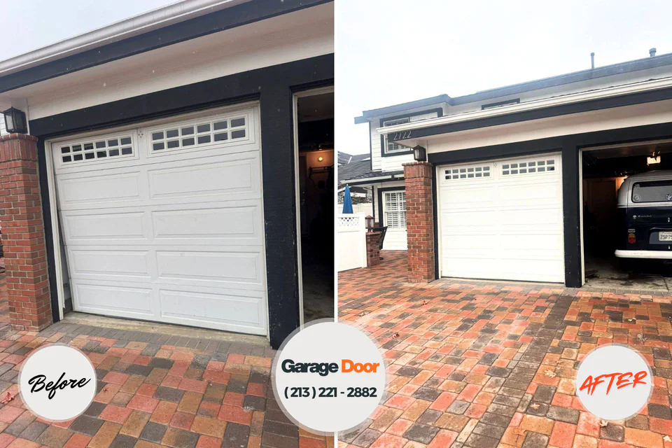 Before and after: garage door repair Marion, WI